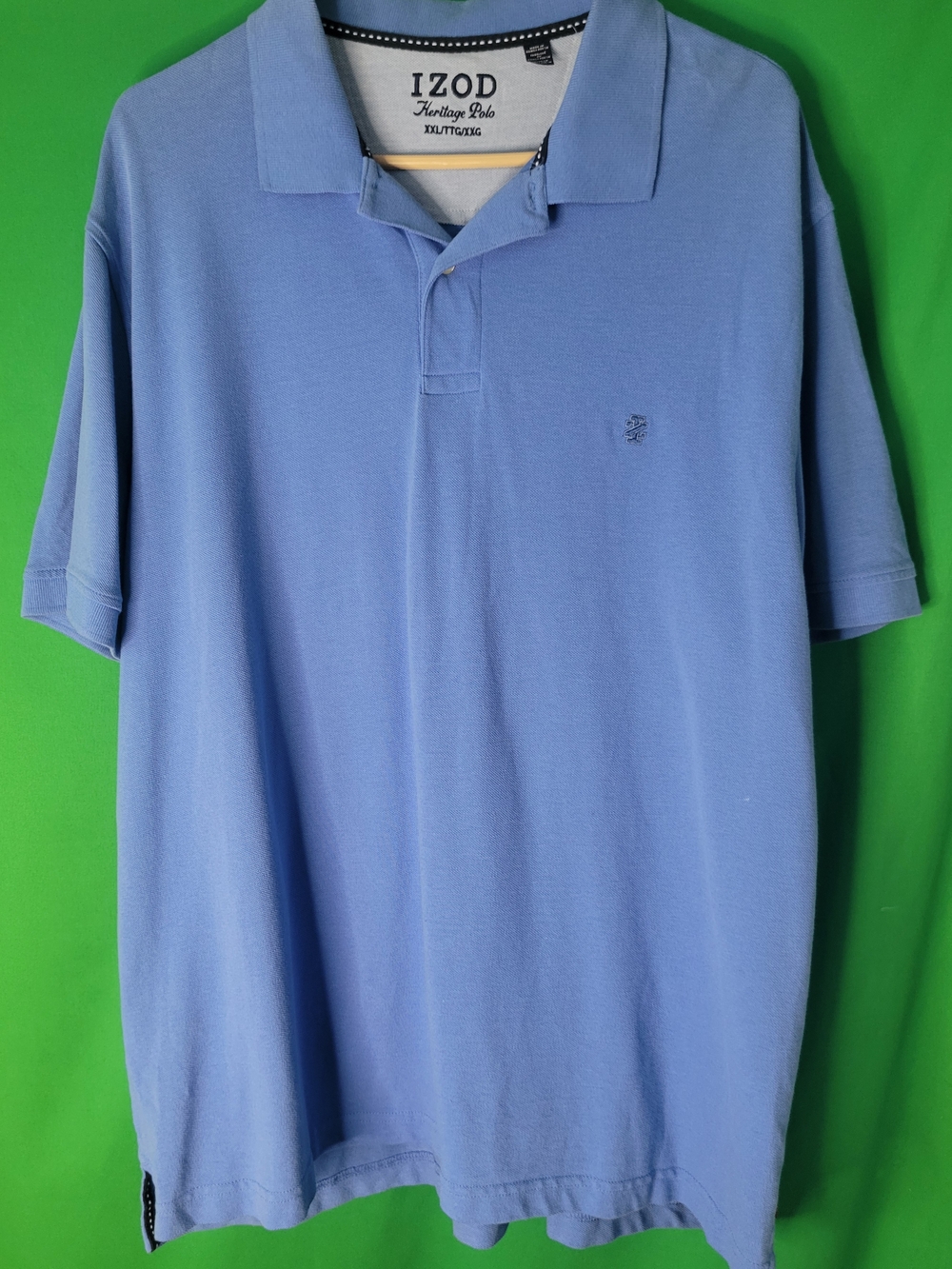 Izod Men’s Polo Shirt Light Blue Heritage XXL 2x Large Cotton Logo Collared Top